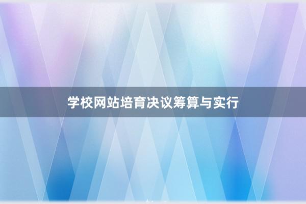 学校网站培育决议筹算与实行