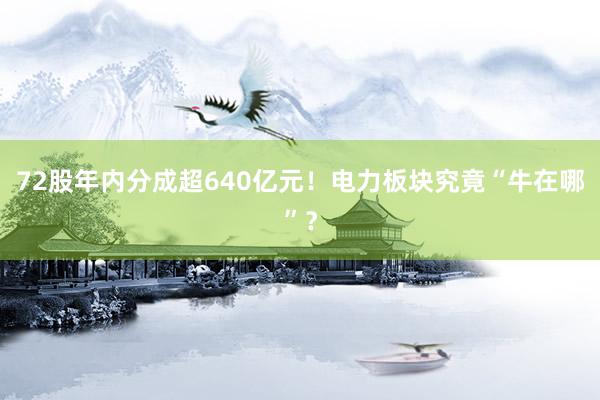 72股年内分成超640亿元！电力板块究竟“牛在哪”？